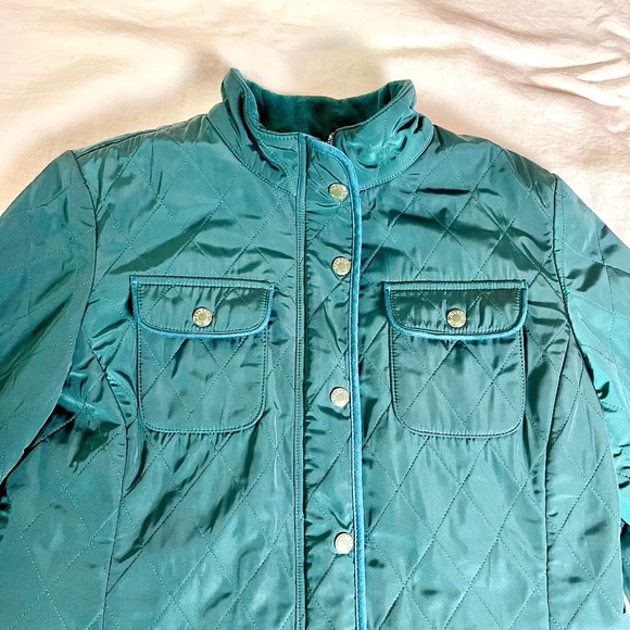 Talbot's Green Quilted Safari Jacket Fleece Lined Lightweight Gorpcore Preppy - Picture 2 of 11